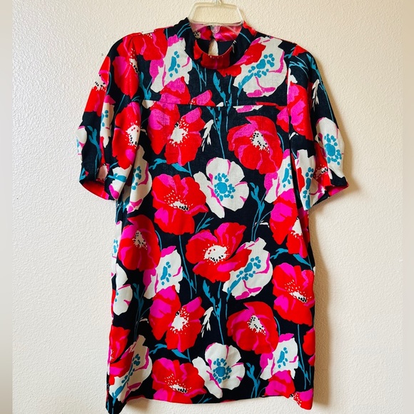 Zara-Floral Mandarin Collar Sheath Dress-XS - Picture 1 of 7